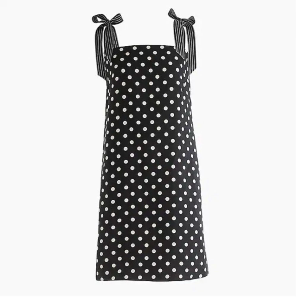 J.crew navy blue polka dot dress with bow tie straps. Size 6 never worn.